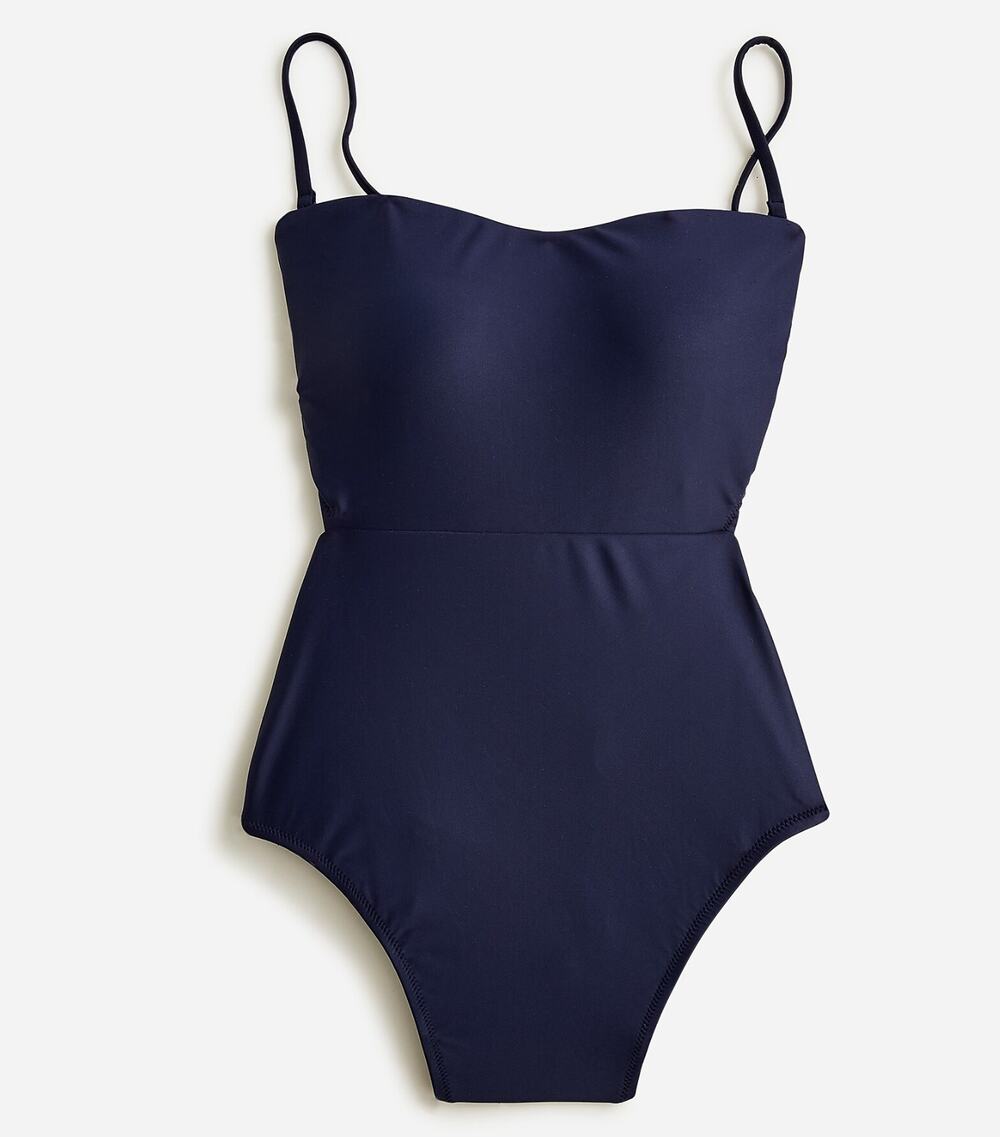 J. Crew Cutout Tie Back One Piece Navy Blue Swimsuit Plus Size 24
